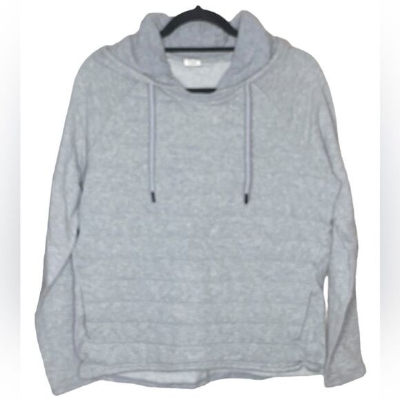 Zyia Active Wm’s Sz Lrg Gray Quilted Combo kangaroo Pocket Mid Weight Sweatshirt - Picture 1 of 5